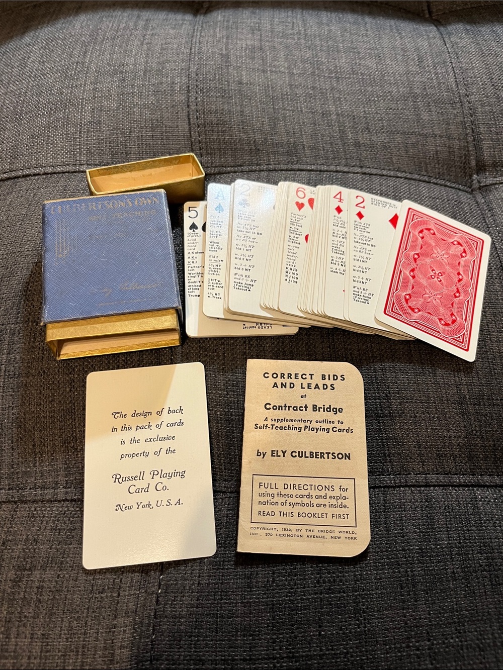 Vintage 1932 Self Teaching Playing Cards Contract Bridge Set